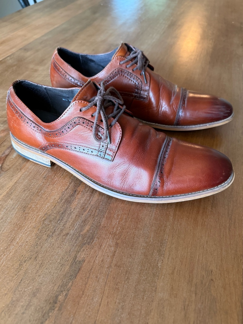 Men's Brown Leather Cap-Toe Oxford Dress Shoes - 11